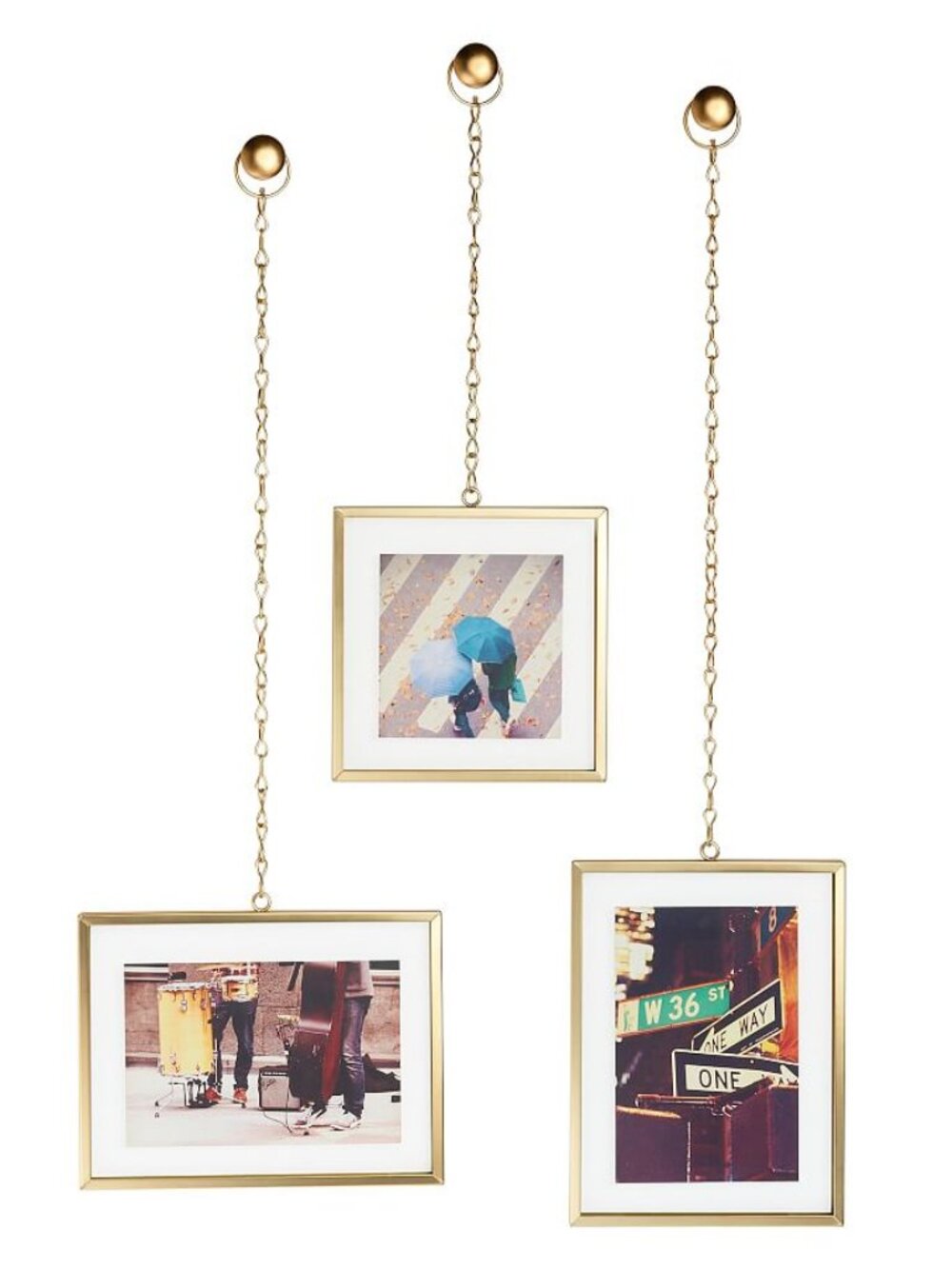 Brand New Pottery Barn Square Brass Chain Frames S3
